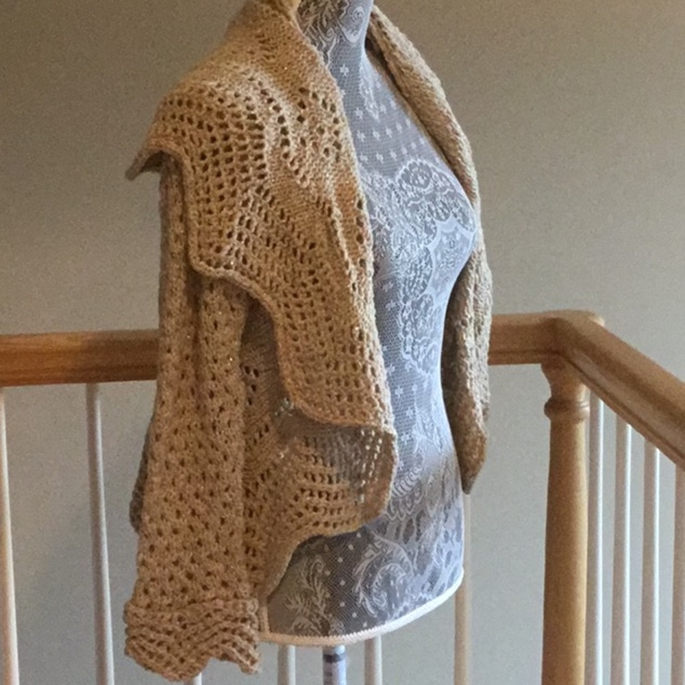 Berretti NWT Tan Sparkly Knit Cardigan Wrap